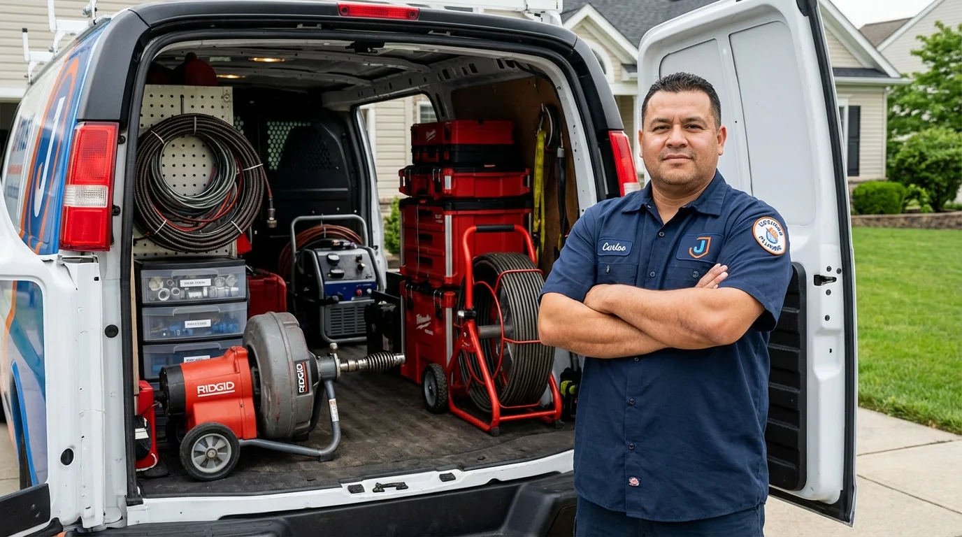 Professional drain cleaning equipment and Johns Plumbing LLC plumber in Gowanda