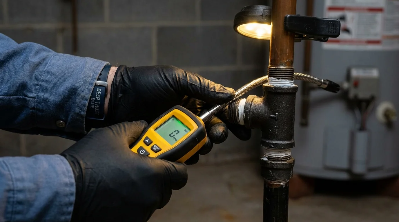 Gas leak detection with electronic sniffer by Johns Plumbing LLC in Gowanda