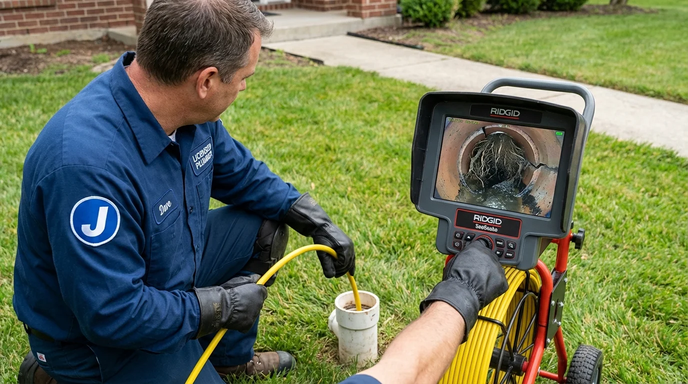 Sewer camera inspection being performed by Johns Plumbing LLC in Gowanda